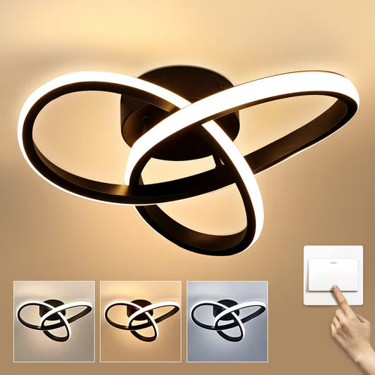 1pc Black/White/Bright Silvery Iron Art + Aluminum + Silicone Strip Material Nordic Modern Minimalist LED Chip Adjustable Three-Color Dimmable