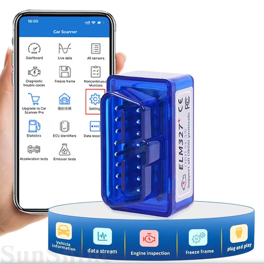 OBD2 Car Diagnostic Tool, ELM327 Wireless Fault Code OBD Scanner Compatible with Android & IOS, Vehicle Maintenance, Car Repair, Professional Use, Portable Design